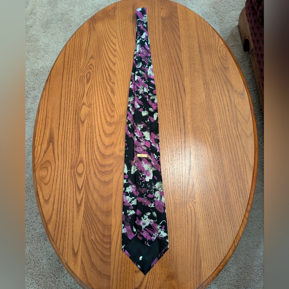 Brioni Purple and Black Floral Silk Tie - Picture 3 of 4